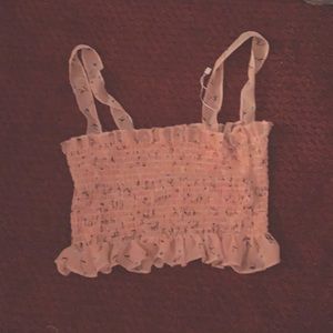 Floral ribbed tube top